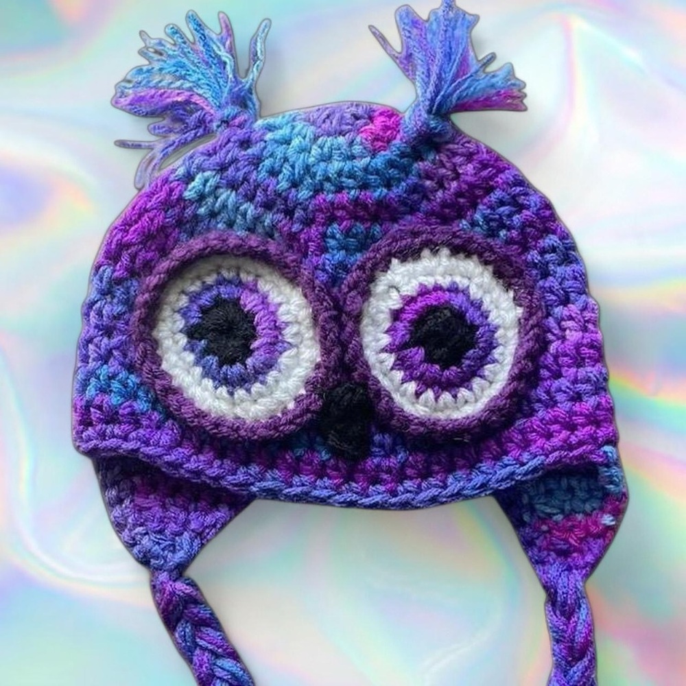 Colorful Owl Crochet Beanie